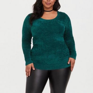 Torrid Green Chenille Strappy Criss Cross Cage Back‎ Tunic Sweater 1X
